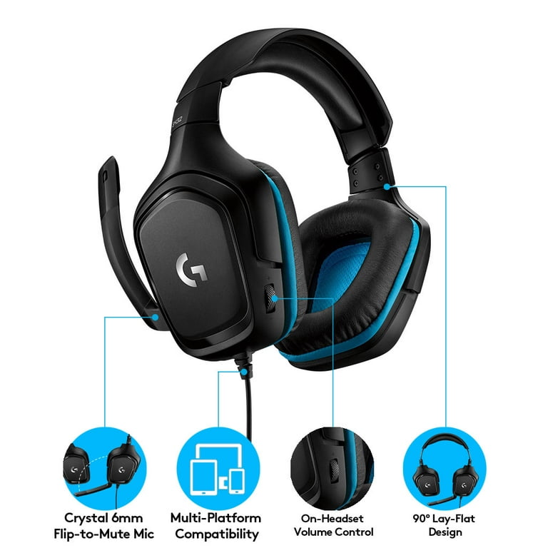 Logitech G432 Wired Gaming Headset, 7.1 Sound, USB and 3.5 mm Black - Walmart.com