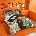 thumbnail image 2 of Homewish Cartoon Halloween Skeleton Witch Hat 7-Piece Twin Bedding,Tomb Ghost Pattern Bedding Comforter Set,Black Green Orange,Halloween Reversible, 2 of 8