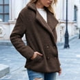 thumbnail image 5 of JULMCOMO Sherpa Fleece Jackets for Women Plus Size Lapel Collar Button Soft Fuzzy Teddy Coats Casual Warm Winter Outerwear with Pockets Coffee 3XL, 5 of 7