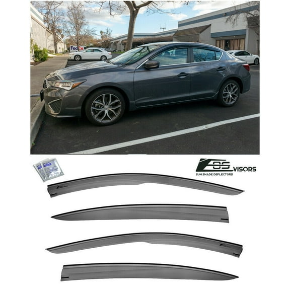 Extreme Online Store Fits All 2013-2021 Acura ILX | EOS Visors JDM Mugen Style Smoke Tinted Side Vents Window Deflectors Rain Guards DWV-V107