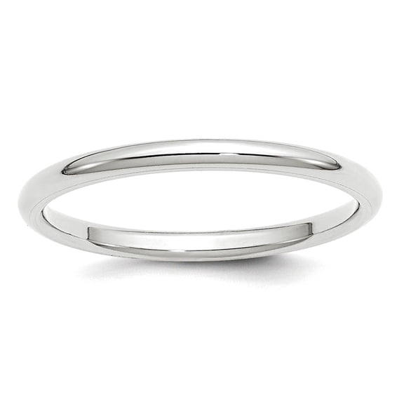 10k White Gold Solid Polished Lightweight 2mm Standard Comfort-Fit Band Size 5 Ring Ring for Women and Men