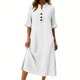 thumbnail image 2 of TaTaai Ladies V-Neck Ruffle Half Sleeve Solid Color Long Dress Button Down Design with Pockets Fashion Casual Comfortable Dress for Women Gift, 2 of 6