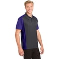thumbnail image 4 of Sport-Tek Colorblock Micropique Sport Wick Polo-XL (Iron Grey/ Purple), 4 of 6