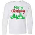 thumbnail image 3 of Inktastic Merry Christmas, Reindeer, Christmas Tree, Stars Long Sleeve Youth T-Shirt, 3 of 5