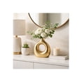 thumbnail image 2 of Hollow Ring Metal Vase for Living Room Decor - Modern Accent Flower Vase for Home Display - Room Centerpiece Accent for Bedroom Vanity, House, or Office  Study Table Styling - 10", Gold & Metallic, 2 of 13
