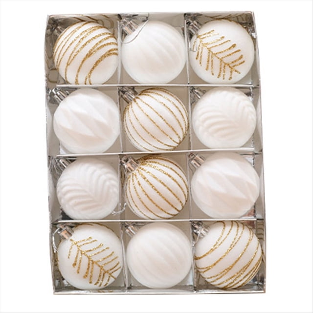 12 Piezas 6CM Adornos de Bolas de Navidad Decoraciones de Árboles para Vacaciones Boda Decoración de Árboles de Navidad Bola Colgante C