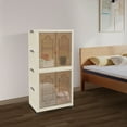 thumbnail image 5 of Beige Plastic 66*42*132cm 2-Story Folding Storage Cabinet Storage Cabinet Wheeled Household Mobile Wardrobe Storage Box, 5 of 10