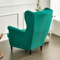 thumbnail image 3 of CJC Wingback Chair Covers 2-Piece Stretch Wing Chair Sofa Slipcover Velvet Armchair Covers Furniture Protector, 10 Colors, 3 of 9