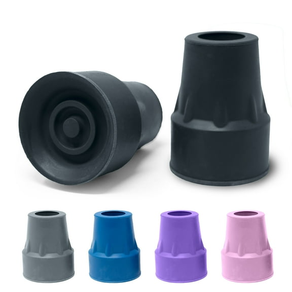 Steel-Reinforced 7/8" Walker/Crutch Rubber Tips, 1 Pair, Black