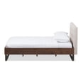 thumbnail image 3 of Baxton Studio Mitchell Rustic Industrial Walnut Wood Beige Fabric Dark Bronze Metal Queen Size Platform Bed, 3 of 8