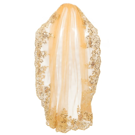 YEAHIBABY Long Golden Wedding Veil Bridal Veil Sequins Hair Accessory for Wedding Use