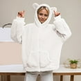 thumbnail image 2 of HNMKIU Women's Cozy Jacket with Bear Ears Hood Soft LambsZip Up Casual Womens Jackets for Autumn and Winter Seasons Cute Outerwear White,M, 2 of 5