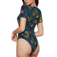 thumbnail image 2 of Salouo Hawaiian Style for Women's Short Sleeve Bodysuit,Sexy Bodysuits One Piece Round Neck Bodysuit Shapewear Tummy Control-X-Large, 2 of 7