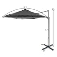 thumbnail image 2 of Costway 10 FT Patio Cantilever Umbrella with Solar LED Lights, 360° Rotation, Air Vent Gray, 2 of 10