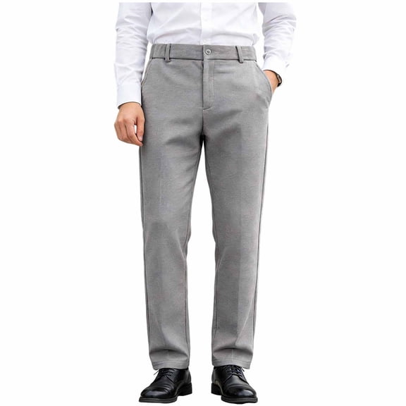 successthop Dress Pants for Men Big and Tall High Waist Pant Straight Slacks Business Casual Bottoms with Zip Pockets XS