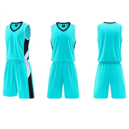 Trikvn Youth Basketball Jersey Shorts 2 Piece Set Quick-Dry Breathable Athletic Tracksuit Sleeveless Muscle Tank and Gym Training Shorts Active Wear for Workout Running