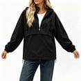 thumbnail image 4 of IUYRTFE Women's Half Zip Waterproof Jacket with Detachable Hood Long Sleeve Outdoor Windbreaker, 4 of 7