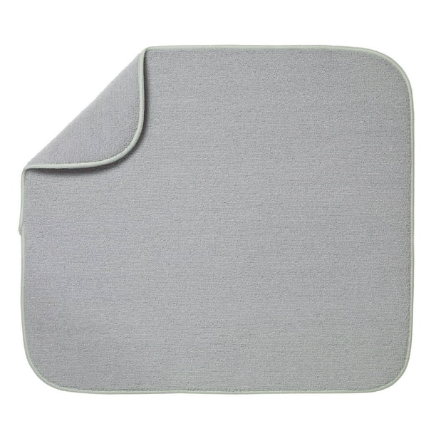 Kitchen Basics Reversible Microfiber Dish Drying Mat Gray 16" x 18"