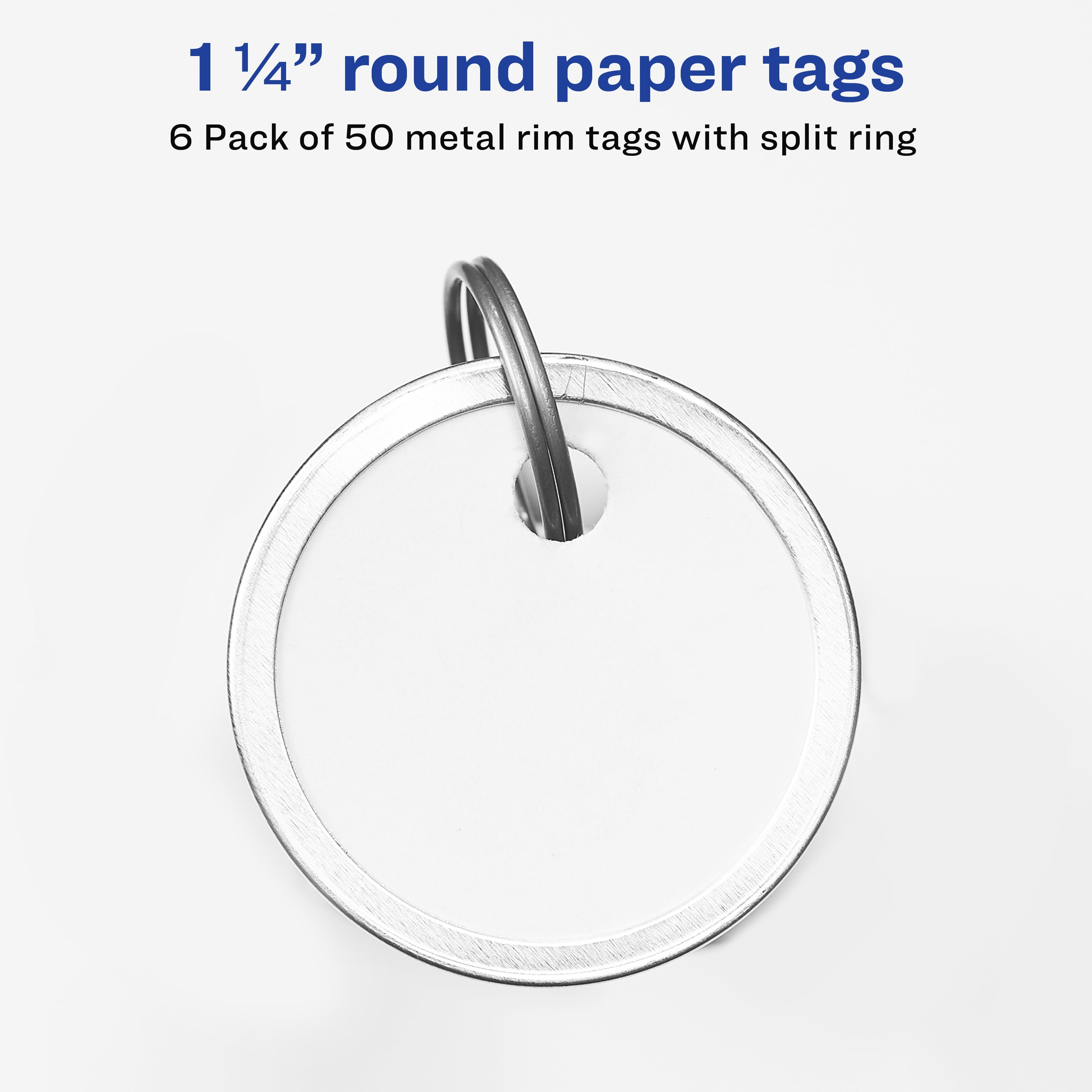 Avery 1-1/4" Key Tags 6-Pack, Split Ring, White, 300 Tags (13128)