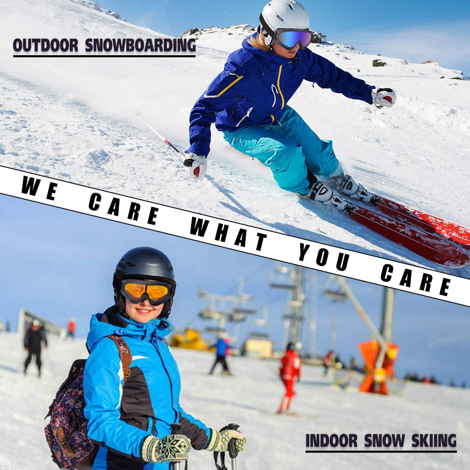 4 Pack Ski Goggles for Women Men Kids Snow Sports Snowboard Goggles 