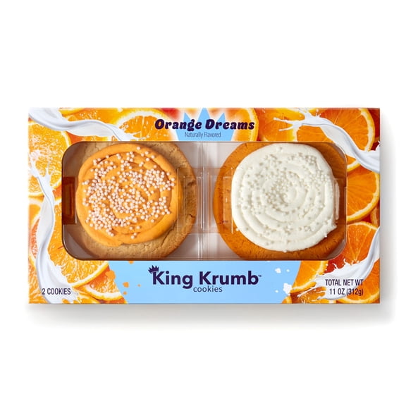 King Krumb Frosted Orange Dreams Bakery Cookies, Soft Baked Orange Creamsicle Inspired Cookies with Creamy Vanilla and Orange Icing, Naturally Flavored, 11 oz, 2 Count