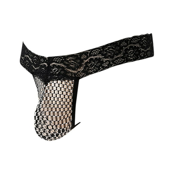 Tao Tao Valentine's Day Mens Stretch Bulge Pouch Thong Bikini Briefs Underwear Underpants Transparent Mesh Pants Sweet Night Dark Gray M