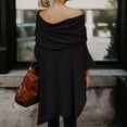 thumbnail image 4 of hanxiulin women's elegant asymmetrical twist front off shoulder top plain high low blouse black s, 4 of 5