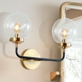 thumbnail image 4 of JONATHAN Y Caleb 18" 2-Light Contemporary Transitional Iron/Glass LED Vanity Light, Brass Gold/Black, 4 of 7