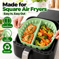 thumbnail image 4 of Reusable Divided Air Fryer Silicone Liner, Square Cooking Tray Insert, Raised Ridges for Grease Drainage, Built-In Side Handles for Easy Lifting, Akmoler, 4 of 8