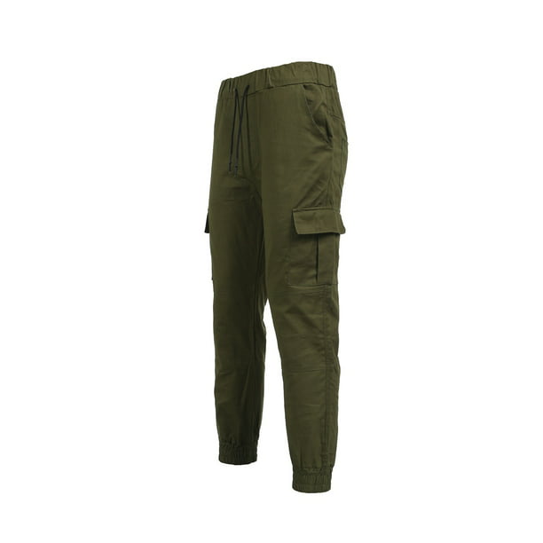 Casual Joggers Solid Color Pants Men Cotton Elastic Long Trousers Military  Army Cargo Pants Leggings 