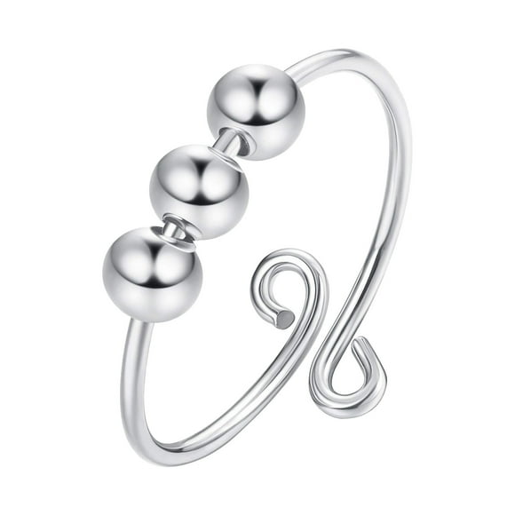 EGNMCR Rings Anxiety Fidget Women Spinning Rings With Beads Stress Relief Spinning Anxiety Ring