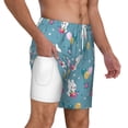 thumbnail image 3 of Picia Rabbit And Balloon pattern Mens Swim Trunks with Compression Liner Stretch Beach Shorts Quick Dry with Zipper Pockets No-Chafing Board Shorts-Medium, 3 of 9