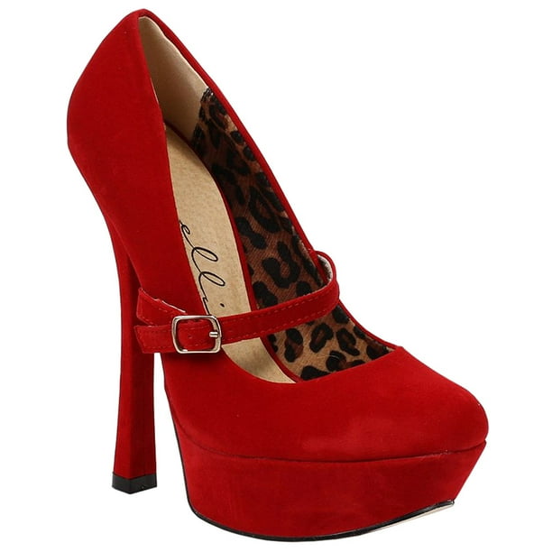 Ellie 6 Inch High Heel Platform Mary Jane Velvet Pumps Womens Sexy