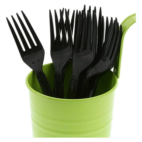 DyGTyXRoyal Heavy Weight Unwrapped Disposable Polystyrene Plastic Forks for Restaurants and Catering, 7.2", Black, Pack of 1000