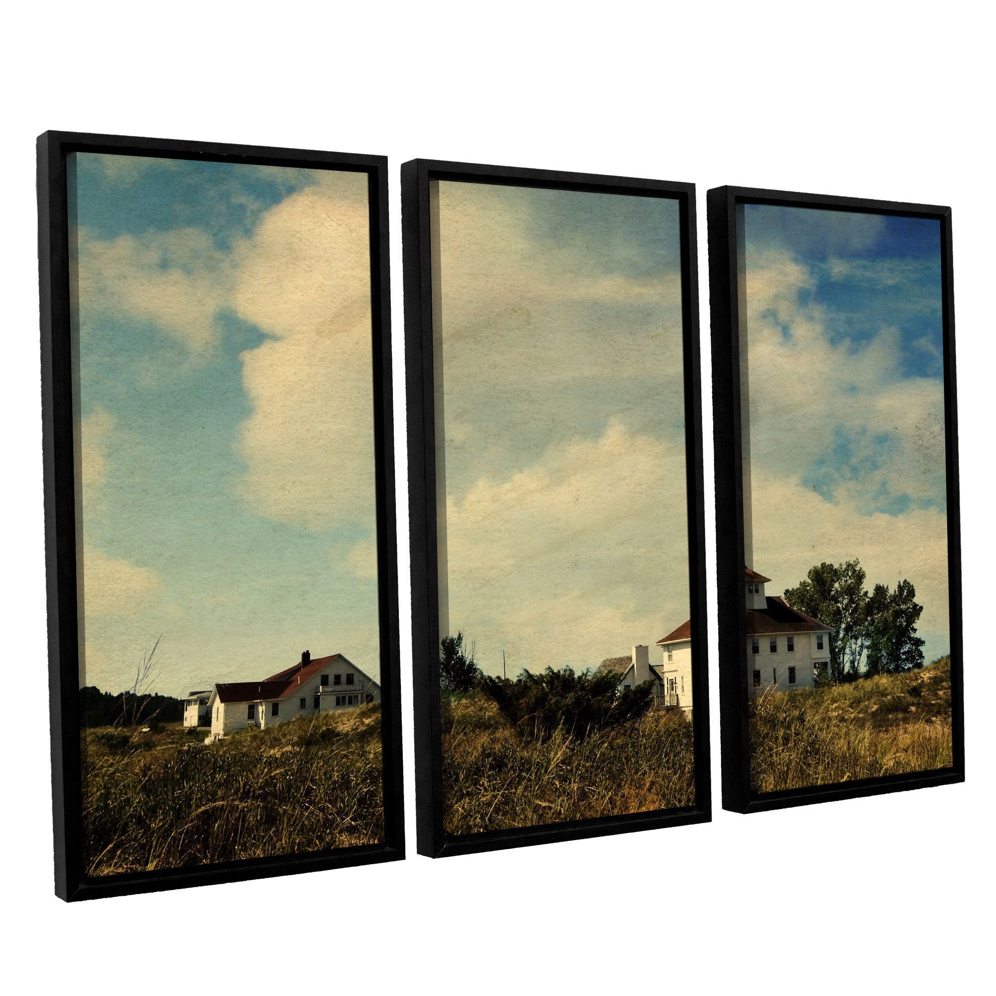 ArtWall Kevin Calkins "Lifesaving Station with Big Sky" 3-Piece Floater Framed Canvas Set