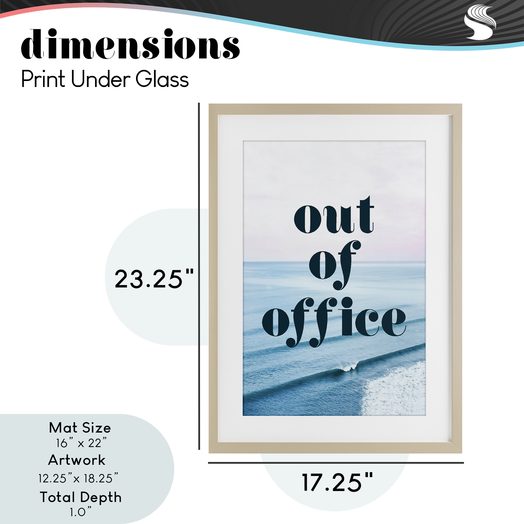 Out of Office Ocean Waves Birch Framed Print Under Glass, design by Lil' Rue