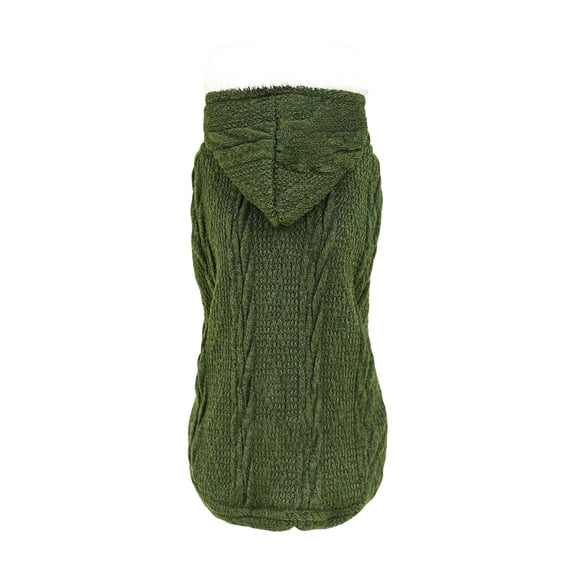Small Dog Winter Sweater with Hoodie, Knit Cable Pattern with Fleece Lining, Extra Warm Pullover for Chihuahuas, Yorkies & Toy Poodles.
