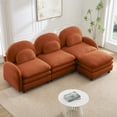 thumbnail image 2 of AUU Teddy Fabric Cloud-Like 3-Seat Modular Sectional Sofa with Curved Backrest and Armrest, Curved Lumbar Pillows, Movable Ottoman, and Supportive Double-Layer Cushion, 2 of 15
