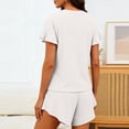 thumbnail image 4 of BUIGTTKLOP Womens Pajamas Set Soft Sleepwear Short Sleeved Shirt Elastic Shorts Two-Piece Outfit Homewear, 4 of 6