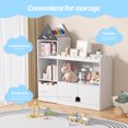 thumbnail image 6 of YISUFO Kids Toy Storage Cabinet – 5-Cubby Wood Organizer with Drawer & Display Shelf, Pink & White Bookcase for Bedroom, Playroom, Nursery, 6 of 11