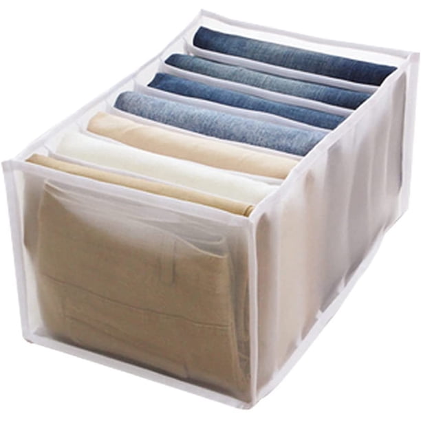 Organizador de ropa de guardarropa lavable de 7 rejillas, caja de almacenamiento con compartimento para pantalones vaqueros Wmkox8yii HFSH739