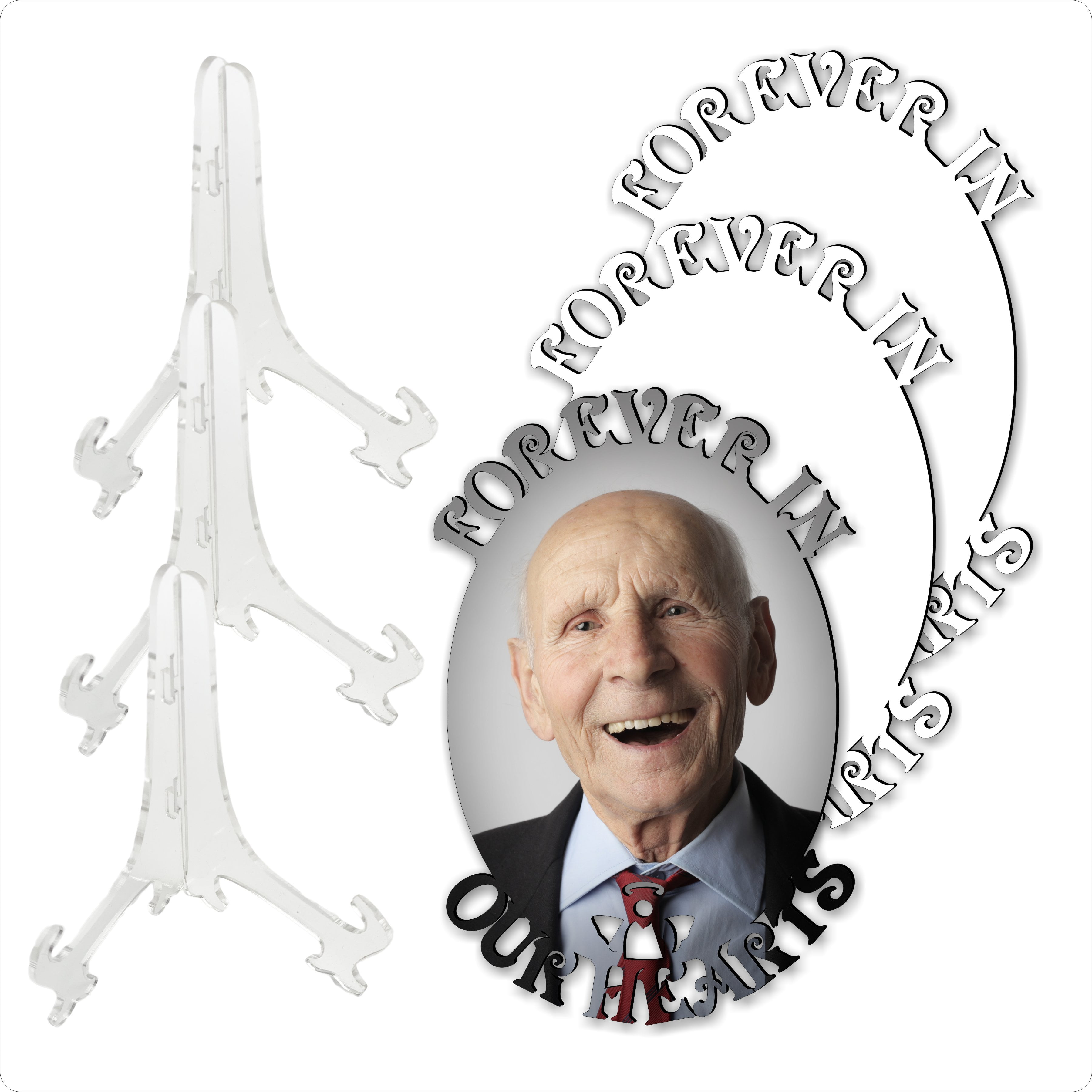 20X13 OVAL FOREVER IN OUR HEARTS MEMORIAL 6PK 3 FRAMES/ 3 STANDS