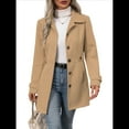 thumbnail image 3 of Abrigo Clásico de Invierno para Mujer con Bolsillos y Botonadura Sencilla. Caqui L, 3 of 9