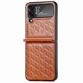 thumbnail image 3 of K-Lion Case for Samsung Galaxy Z Flip 4 (6.7" 2022 Release), Durable PU Leather Texture [Embossed Diamond Grid Pattern] Kickstand Drop Resistant Anti-fall Luxury Vintage Case, Brown, 3 of 12