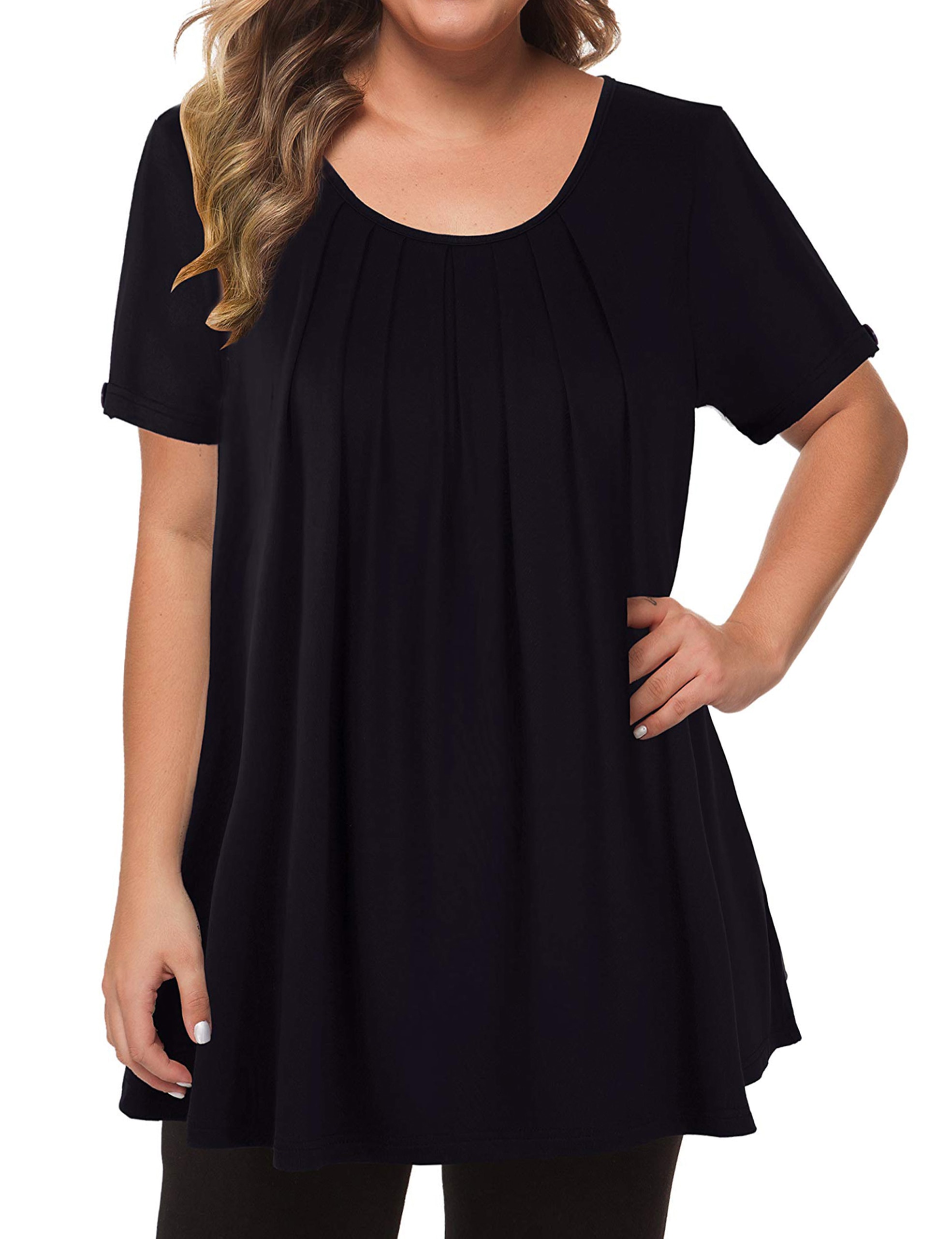 Plus Size Blouses for Womens Short Sleeve Loose Shirts Summer Tunics Flowy Tops L4XL