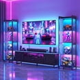 thumbnail image 5 of Casacomoda 4-Tier LED Display Cabinet, Gaming Glass Shelf Curio Cabinet with RGB Lights, Open Glass Corner Storage Shelf for Collectibles, Figures, Gaming Room & Living Room, Black, 5 of 8