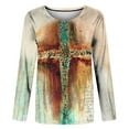 thumbnail image 3 of Women Long Sleeve Tops Classic Novelty Gradient Printed Clearance Blouse, 3 of 6
