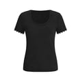 thumbnail image 5 of qucoqpe Womens Summer Tops Fashion Casual Solid Color Curved Crew Neck Scalloped Hemline Short Sleeve T-shirts Trendy Business Blouses Loose Fitted Tee, 5 of 7