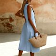 thumbnail image 3 of Morttic Women's Summer Casual A-Line Sleeveless Contrast Ruffle V-Neck Midi Dress Flowy & Fashionable Summer Outfit Light Blue，S, 3 of 5