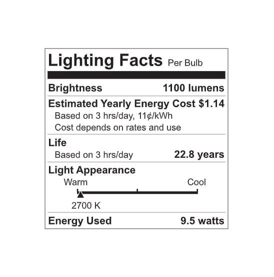 Great Value LED 9-Watt (75W Replacement) Soft White General Purpose A19 Light Bulbs, 4pk